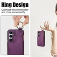 thumbnail image 2 of Wallet Case for Samsung Galaxy A35 with Shoulder Strap & RFID Blocking Card Slots Holder Kickstand & Finger Ring, Magnetic Flip Folio Zipper Purse Case, PU Leather Cover Handbag, Darkpurple, 2 of 8