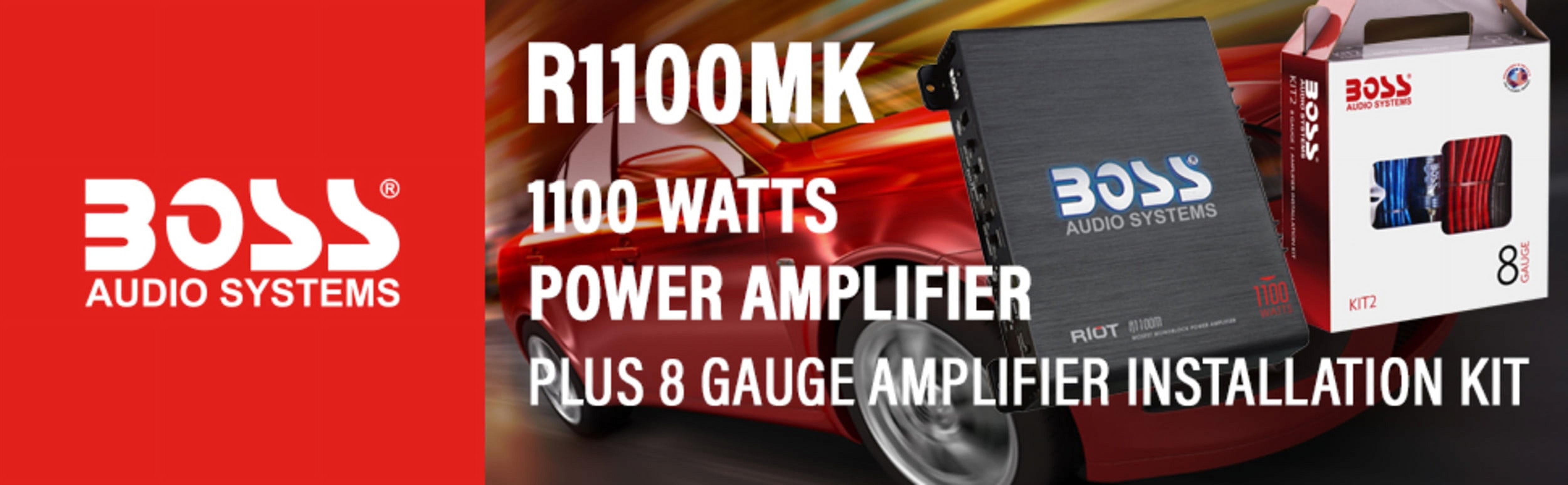 BOSS Audio Systems R1100MK 1100 Watt Monoblock Car Amplifier, 8 Gauge Wiring Kit