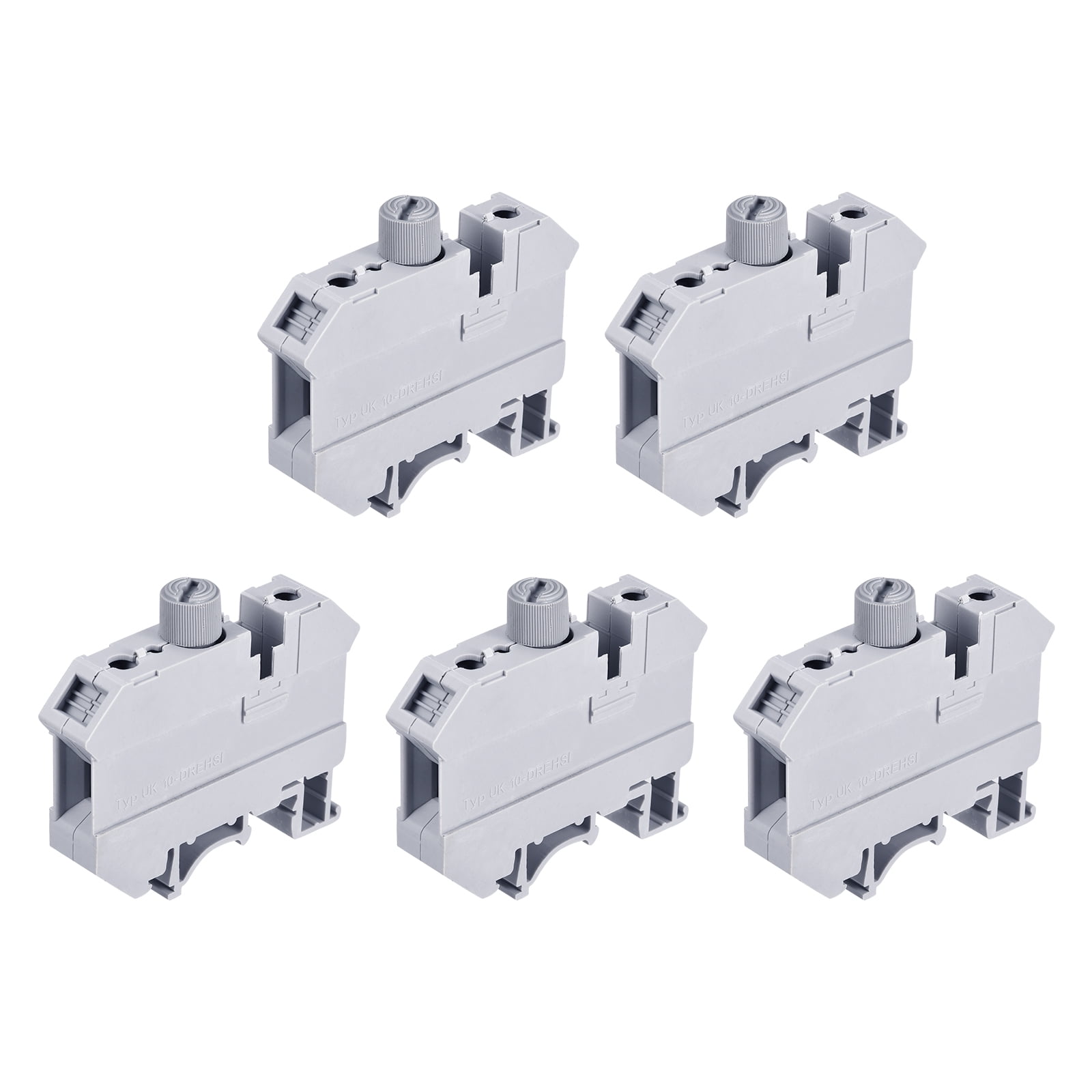 DIN Rail Mount Fuse Holder Terminal Blocks Screw Type Grey UK10 Pack of