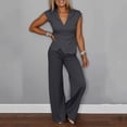 thumbnail image 2 of Gealkoca Pant Suits for Women Dressy 2 Piece Business Casual Outfits Vest and Elastic Waist Straight Leg Pants Set for Office Work Casual Matching Set, 2 of 6