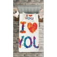 thumbnail image 3 of Ambesonne I Love You Quilted Bedspread Set 2 Pcs, Watercolor Phrase, Twin Size, Multicolor, 3 of 3