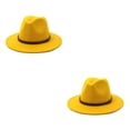 thumbnail image 4 of Minnieouse Sombrero con hebilla de cinturón, vestido grande de Otoño Invierno, gorros elegantes de ala ancha, lana cálida para niños, boda al Amarillo 58cm 2Conjunto, 4 of 6