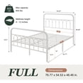 thumbnail image 7 of Amolife Full Bed Frame, Metal Platform Bed with Vintage Curved Iron-Art Headboard, Easy Assembly, White, 7 of 7