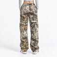 thumbnail image 3 of Bexdxz High Waisted Camo Pants for Women, Elastic Drawstring Baggy Straight Wide Leg Trousers with Large Side Pockets, Y2K Streetwear Casual Pants for Daily Outdoor Outfits Gray M, 3 of 4