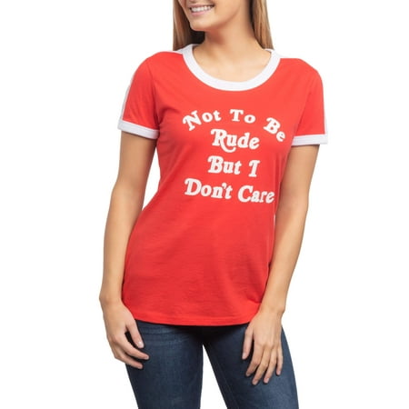 - Juniors' Not To Be Rude But Generic Contrast Ringer Graphic Short Sleeve T-Shirt