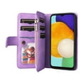 thumbnail image 3 of Zipper Wallet Case for Google Pixel 9 / 9 Pro Large Capacity Card Holder Magnetic Cover, Luxury PU Leather Anti-Shock Folio Case with Flip Kickstand Wrist Strap Case for Google Pixel 9 / 9 Pro, Purple, 3 of 9