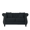 thumbnail image 6 of Chesterfield Sofa Set of 2 with 4 Pillows, Loveseat and 3 Seater Velvet Upholstered Tufted Couch with Rolled Arms and Nailhead, Leisure Sofa Couch for Living Room, Bedroom, Office, Apartment, Black, 6 of 9