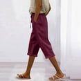 thumbnail image 4 of Capri Pants for Women 2025 Solid Color High Waist Soft Lightweight Casual Capris with Pockets Womens Cropped Pants, 4 of 6
