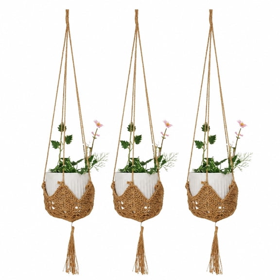 3 Pack Boho Macrame Plant Hanger for Indoor | Large Hanging Planter Plant Holder Pot Hanger Hanging Basket Wall Planters, Plants Lover Gift for Indoor Garden