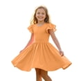 thumbnail image 6 of TIREOW Girls Summer Dresses Ruffle Short Sleeve Dresses Solid Color Crewneck A Line Casual Sleepwear Dress, 6 of 9