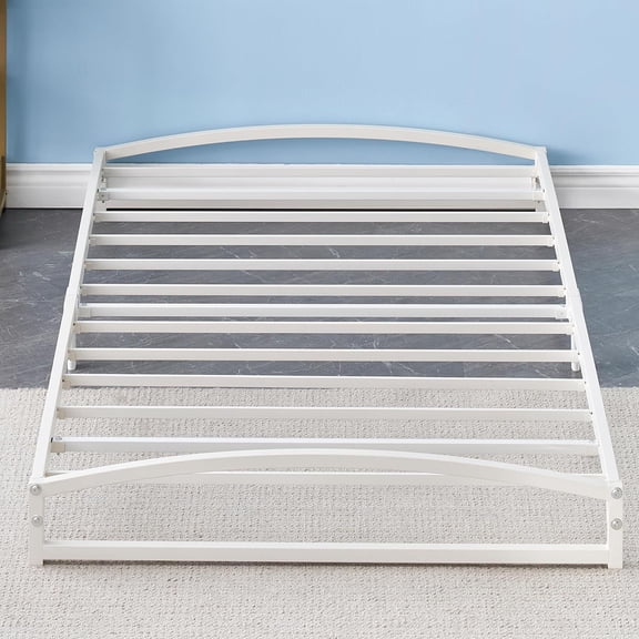 Low Profile Twin Bed Frame, 6 Inch Heavy Duty Metal Twin Size Platform Bedframe, Mattress Foundation with Steel Slat Support, No Box Spring Needed, Easy Assembly, Noise Free, White