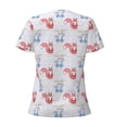 thumbnail image 4 of Naloa Red Squirrel And Blue Rabbit Print T-Shirts Short Sleeve V Neck Tees for Women Fashion Tops Trendy Lightweight Soft Casual Summer Outfits Clothes, 4 of 5