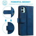 thumbnail image 6 of Wallet Case for iPhone 12 Mini 5.4 inch, Retro 9 Card Holder Slots Zipper Pocket Handbag Case PU Leather Magnetic Closure Kickstand with Wrist Strap TPU Shockproof Flip Case - Blue, 6 of 15