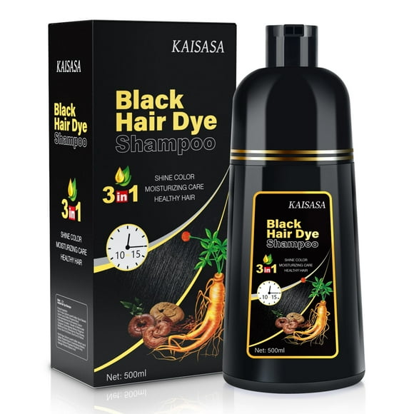 Champú colorante para el cabello IIIMEIDU 3 en 1, negro natural, 500 ml, cubierta gris