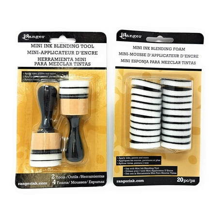 Ink Blending Tool - Mini Ink Blending Tool-1 Round (Mini Ink Blending Tool With Replacement Foams), Apply inks and other mediums to paper crafting projects mess-free By Ranger