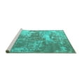 thumbnail image 2 of Ahgly Company Machine Washable Indoor Round Oriental Turquoise Blue Industrial Area Rugs, 5' Round, 2 of 4