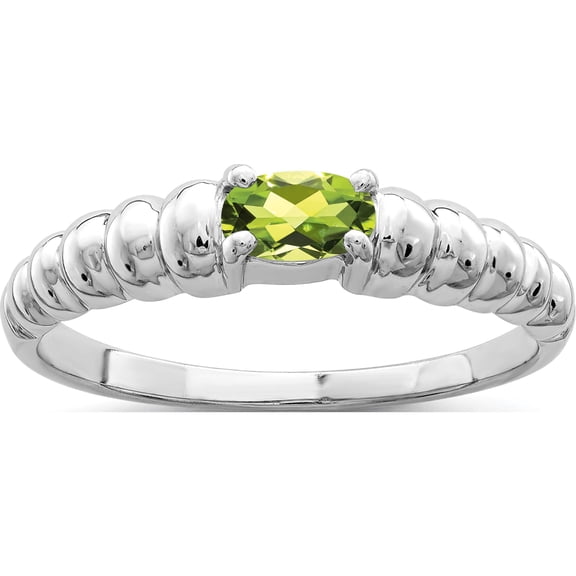 Jewelry by Sweet Pea 14K White Gold 5x3mm Oval Peridot East-West Ring