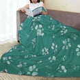 thumbnail image 6 of Lsque teal green paw Pattern Fuzzy Fleece Throw Blanket Extra Large,Super Soft,Fluffy and Warm Blankets for Couch,Bed,All Season Use-50"x40", 6 of 7