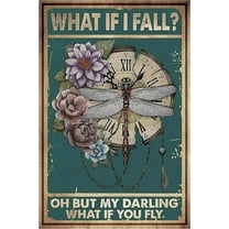Cottagecore Gifts Dark Vintage Cottagecore Wall Decor - Fall Decor - Cottagecore Home Forest Room Bedroom Kitchen Decor - What If I Fall Sign, 12 x 8 Inch (954)