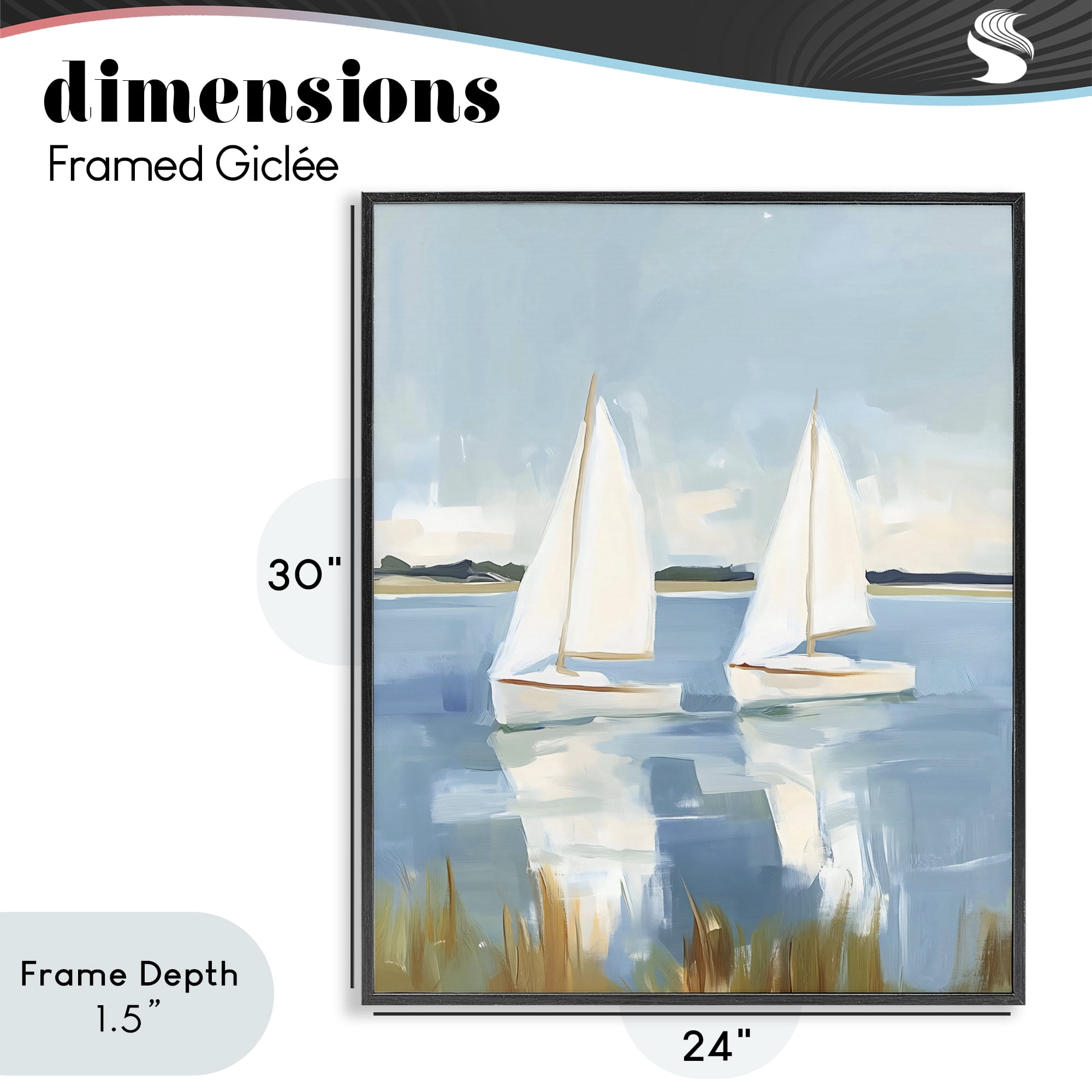 Stupell Industries Twin Sailboats By Shore Black Framed Giclee Art, design by The Prints Vibe