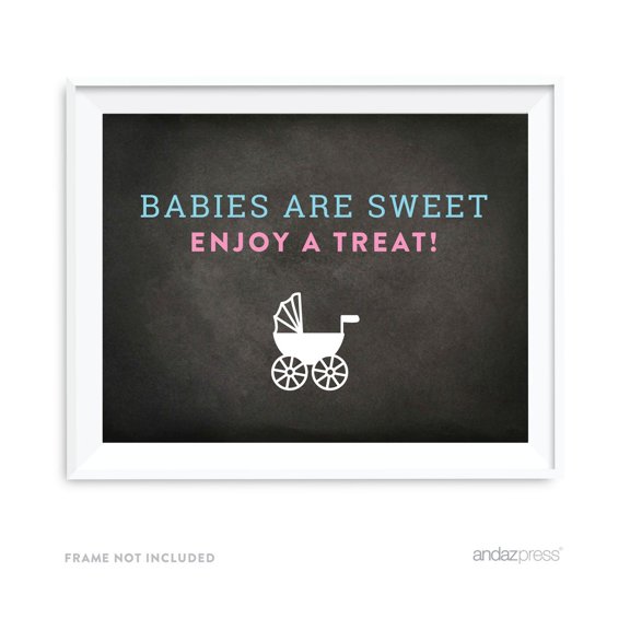 Babies Are Sweet, Enjoy A Treat Team Pink/Blue Gender Reveal Baby Shower Party Signs