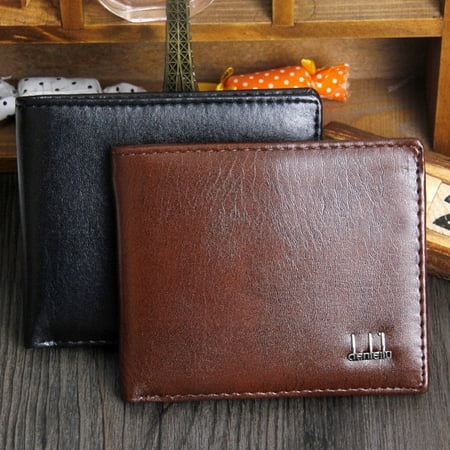 Eyiiye Designer Luxury Brand Small Short Genuine Leather Men Wallet Male Coin Purse Bag Cuzdan Vallet Card Money Perse Walet Portomonee Black Onesize