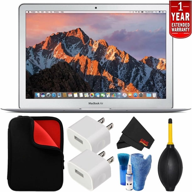 Computadora portátil Apple MacBook Air de 13,3 pulgadas (nueva versión 2017 MQD32LL/A) 128 GB - Paquete con 1 año de garantía extendida, estuche para computadora portátil + limpiador de pantalla + más (nueva caja abierta) Apple MQD32LL/A