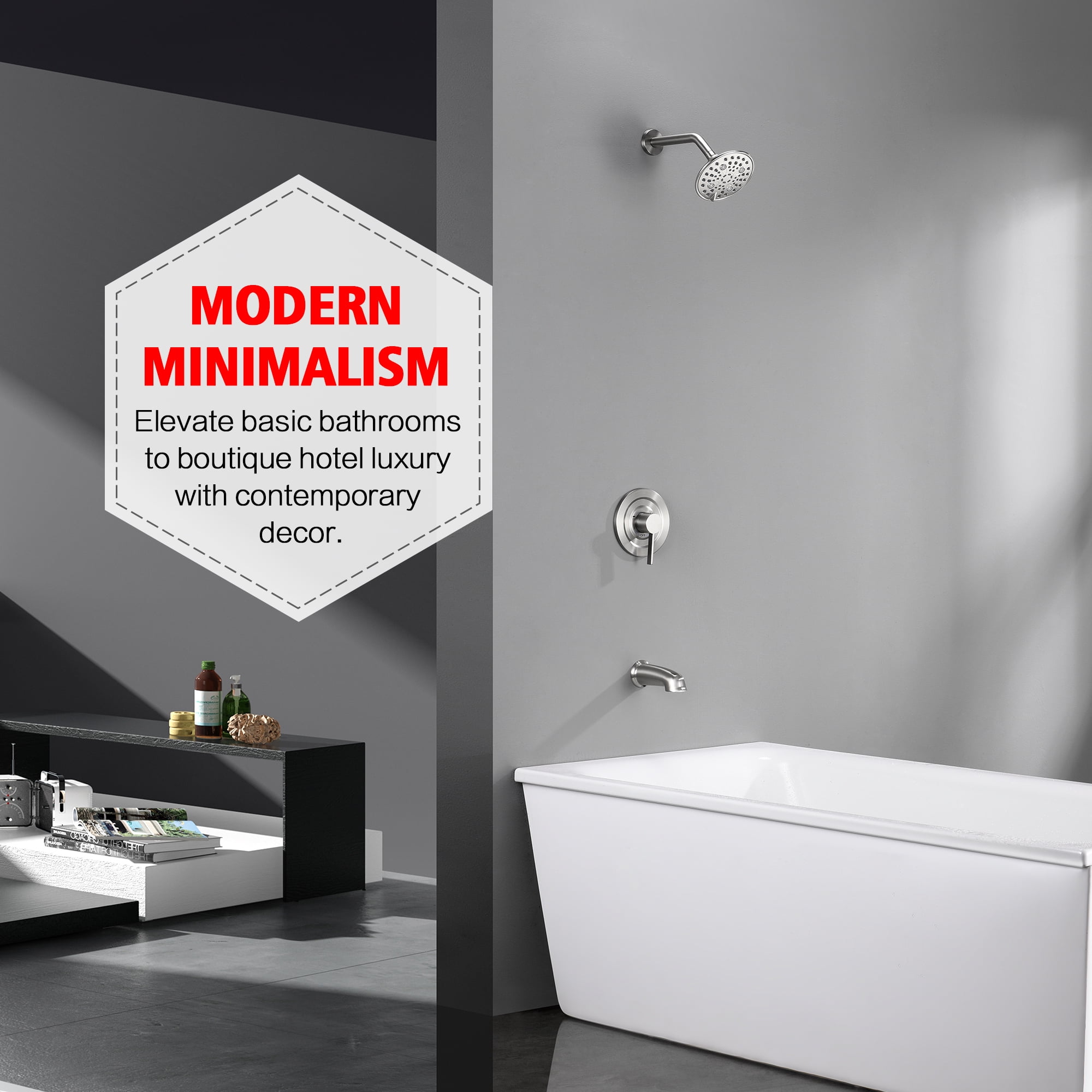 sumerain Bathtub Shower Faucet Set With Valve, Brushed Nickel Tub Shower Faucet Set Complete Included Shower Valve Tub Shower Trim Kit