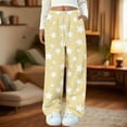 thumbnail image 4 of Womens Fleece Sleep Pajamas Pants Star Wide Leg Flannel Sleepwear Pants Winter Soft Lounge Trousers Pjs Yellow, XXL, 4 of 4