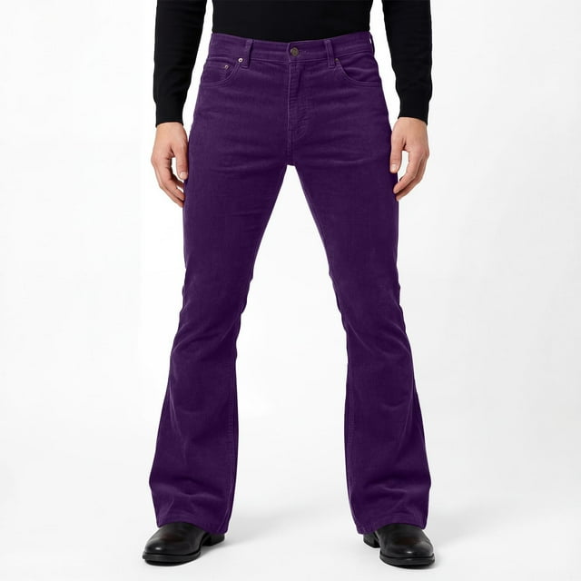 Ceisia Men's Trendy Solid Color Gift Fleece Button Wide Leg Flare Pants with Daily Pockets