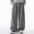 thumbnail image 2 of Men's Casual Relaxed Fit Textured Trousers Comfortable Everyday Wear Versatile Fashion Soft Fabric Loose Fit Mid Rise Pants for Autumn Winter Stretch Dress Pants Men's Navy Athletic, 2 of 7