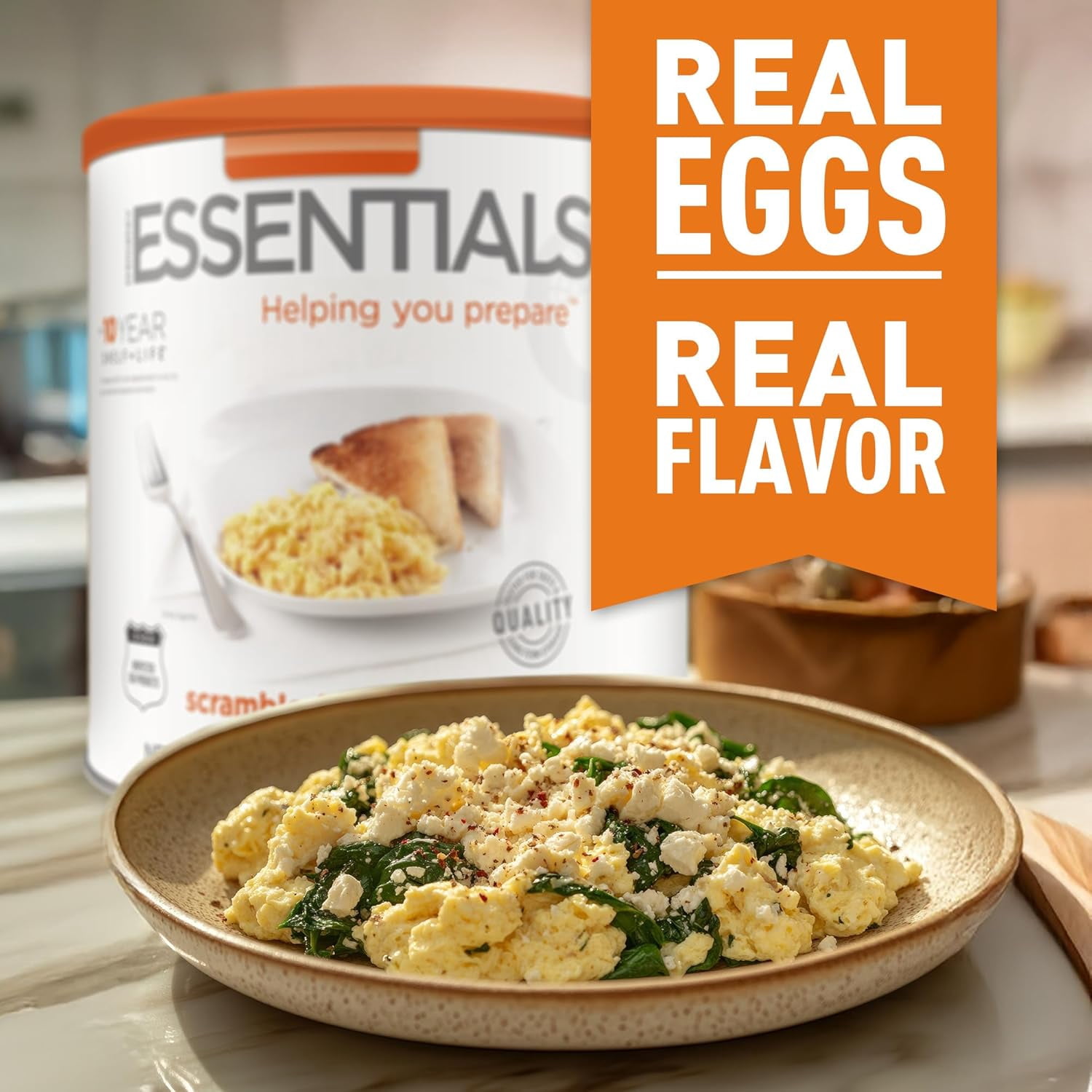 Emergency Essentials Scrambled Egg Mix #10 Can | Bulk Freeze-Dried Eggs for Long-Term Storage | Gluten-Free | 54 Servings | Camping & Emergency Breakfast