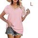 thumbnail image 4 of Minnieouse Camiseta de algodón para mujer, camiseta holgada de encaje de Color sólido, Top de verano para viajes, vacaciones en la playa, deportes, Prendas para la parte del cuerpo Rosa L Minnieouse AP010362-03, 4 of 6