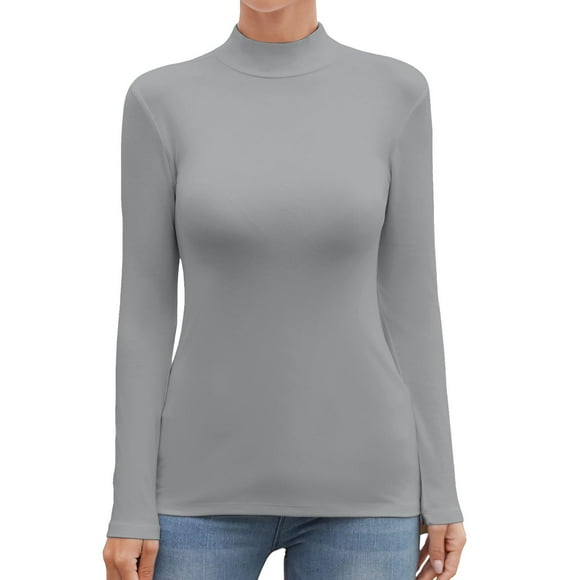 JAKANYQ Women T-Shirts Women's Turtleneck Long Sleeve Sleeveless Tops Basic Slim T Shirts Versatile Tee