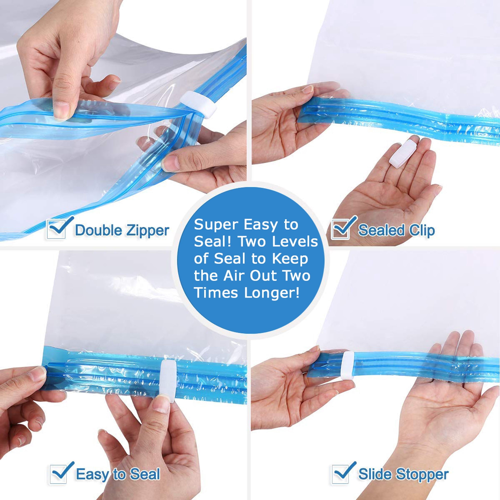 QQbed 25 Pack Medium Double Seal Waterproof Vacuum Storage Bags 28"x20" (70x50cm) Reduces Size by up to 80%