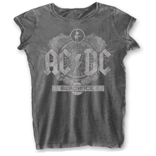 AC/DC - Camiseta Black Ice Burnout para Mujer (Gris Carbón)
