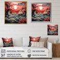 thumbnail image 4 of Designart "Waves Papercut Japon Coral wall decor I" Japanese Wall Art Living Room, 4 of 5