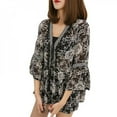 thumbnail image 3 of POINTERTECK Promotion Liquidation Blouses pour Femmes Blouse à Broderie Florale d'Été Manches 3/4 Mode Décontractée Chemise Hauts pour Femmes W13, 3 of 6