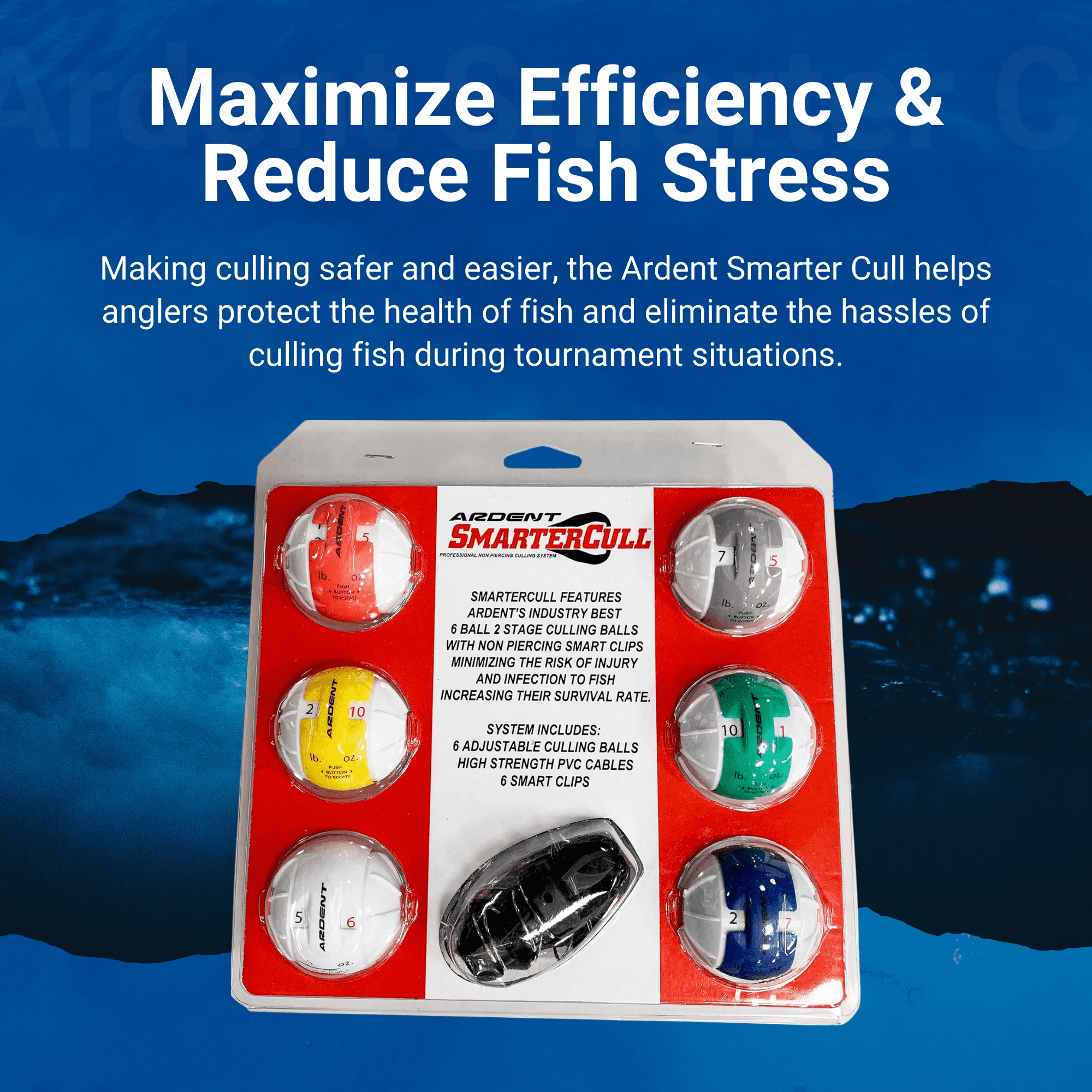 Ardent Smarter Cull, 6-Ball 2-Stage Culling Balls with Smart Clips, Quick and Easy to Use, Reduce Fish Stress and Injury, Bass Fishing Accessories and Supplies