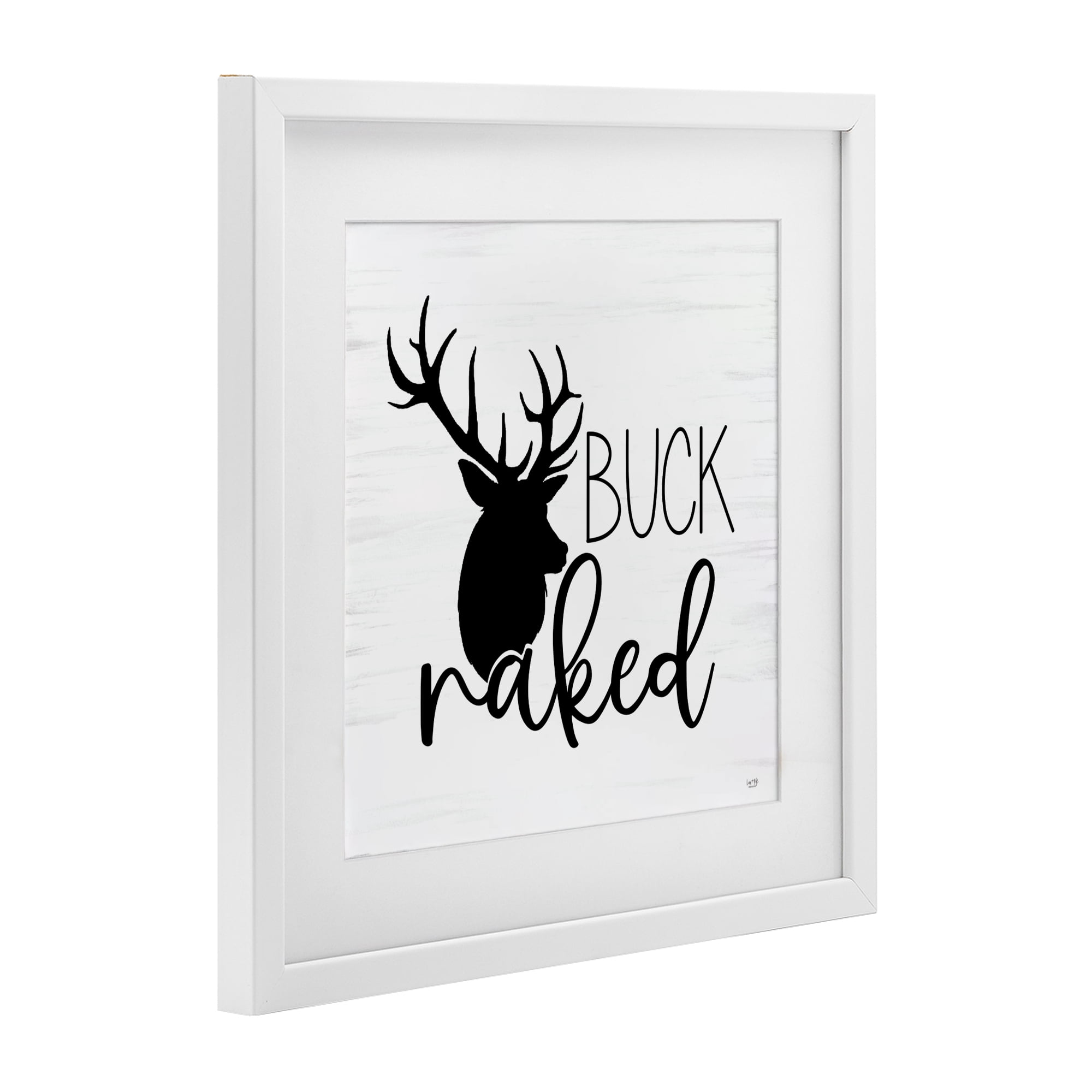 Stupell Industries Buck Naked Silhouette White Framed Print Under Glass, design by Lux + Me Designs