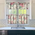 thumbnail image 3 of Pioneer Kitchen Curtains and Valance Set 24 Inch Tier Chinoiserie Beautiful Flowers Art Curtains Small Drapes for Cafe Living Room Bathroom Farmhouse 3 Pieces Set Rod Pocket, 3 of 6