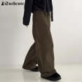 thumbnail image 3 of Pantalones vintage de cintura alta, holgados, con bolsillos, estilo Harajuku, de punto, estilo casual, para mujer, estilo hip hop, de pierna ancha y holgados., 3 of 6