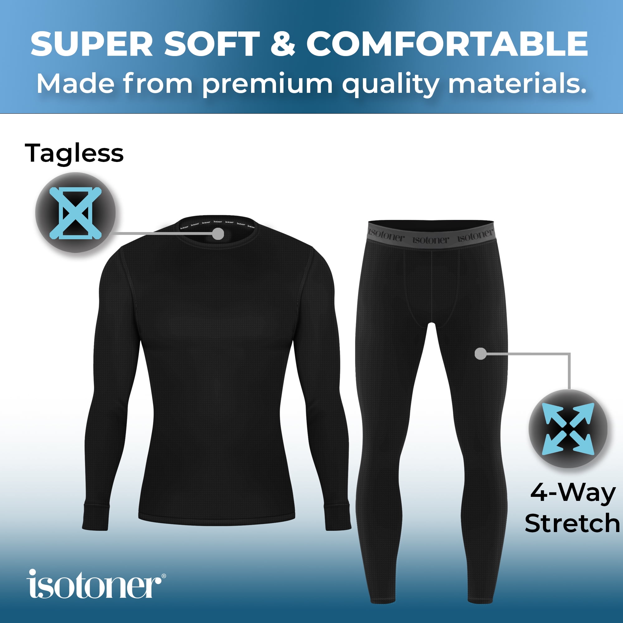 Isotoner Mens Waffle Thermal Set, 2 Piece, (S-2XL)