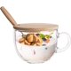 thumbnail image 1 of Glass Cup Clear Coffee Mug with Lids Spoon for Breakfast Tea,Milk,Beverage,Oats,yoghurt, 1 of 4