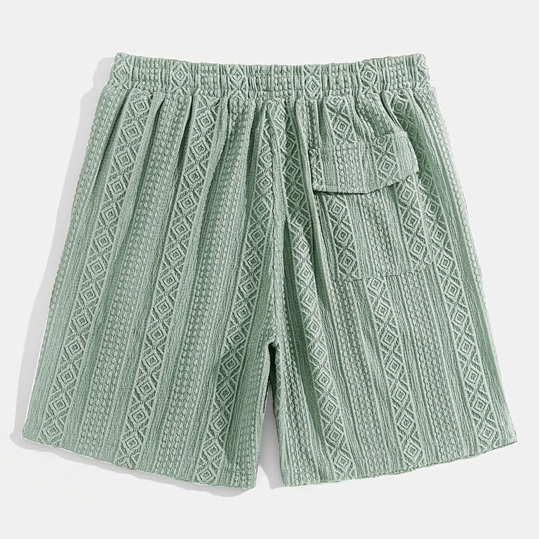 Nestiefly Crochet Men Shorts High Waisted Jacquard Textured Above