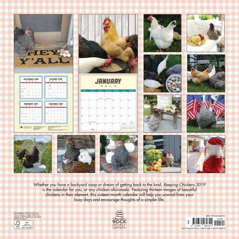 コリアグランドセール Calendar 16-Month 2019: Chickens Keeping - 2018 September 輸入版カレンダー