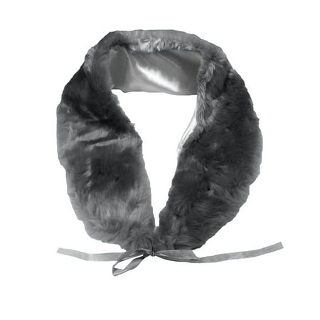 Faux Fur Shoulder Stole Shawl Gray Grey Flapper Fancy Ribbon Costume Accessory