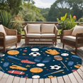 thumbnail image 6 of Sports Theme Round Area Rug 5ft Washable Large Round Rug for Living Room, Soft Non-Slip Circle Rugs for Dining Room, Cartoon Soccer Baseball Basketball Star Blue Carpet for Bedroom Entryway Office, 6 of 9