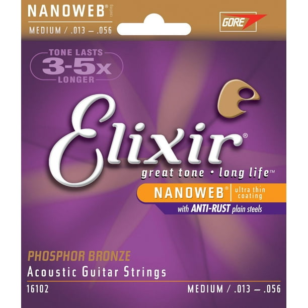 Elixir Nanoweb Phosphor Bronze Medium Gauge Acoustic Strings Walmart