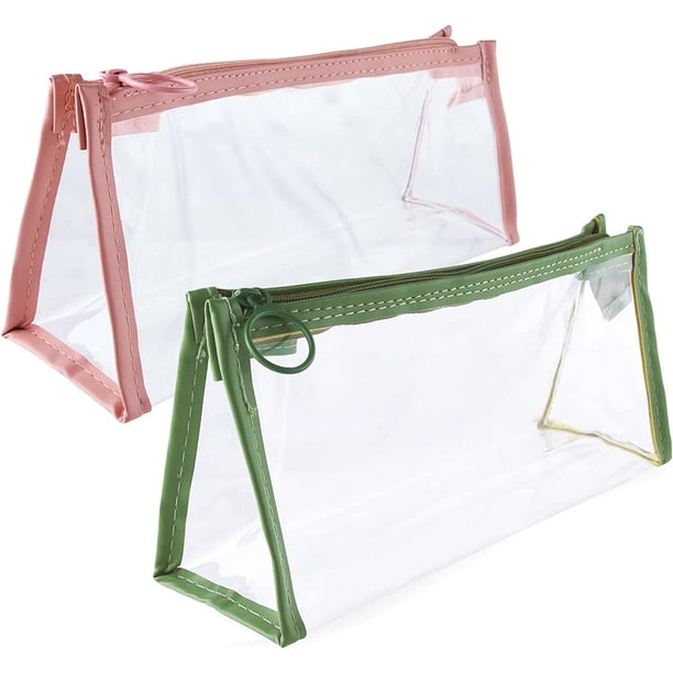 2-pack transparenta pennfodral, stor kapacitet, transparenta pennfodral, studenttoalettartikla